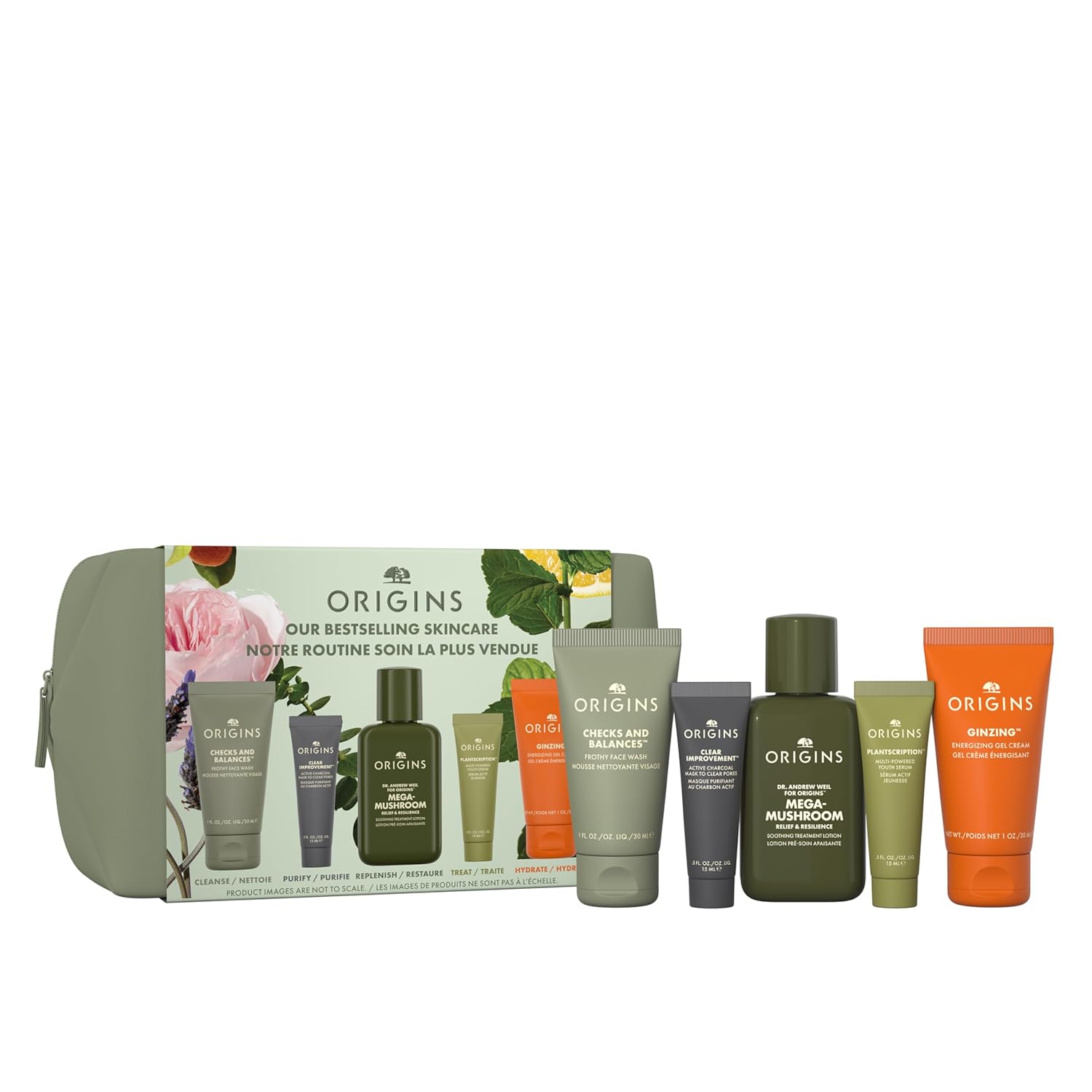 Origins Bestselling Skincare Set | Features Cleanser, Mask, Treatment Lotion, Serum & Moisturizer | With Peptides, Hyaluronic Acid & Niacinamide