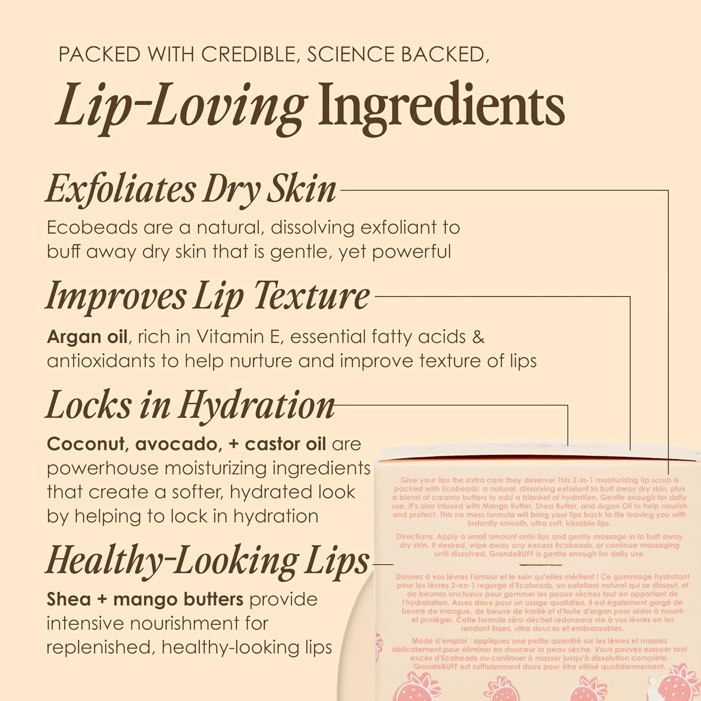 Grande Cosmetics GrandeBUFF Moisturizing Lip Scrub, 0.53 Fl Oz